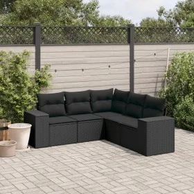 Set de muebles de jardín 5 pzas y cojines ratán sintético negro by , Garden sets - Ref: Foro24-3254882, Price: 367,07 €, Disc...