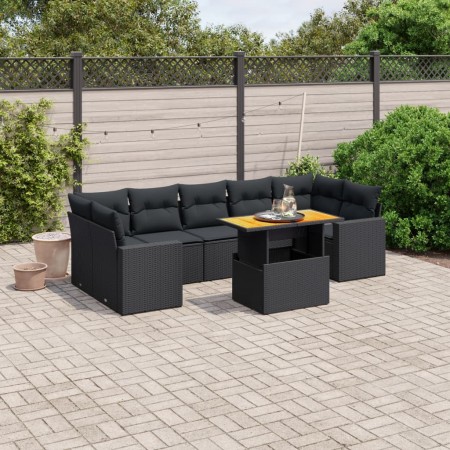 Set de sofás de jardín 8 piezas y cojines ratán sintético negro de , Conjuntos de jardín - Ref: Foro24-3271223, Precio: 565,9...