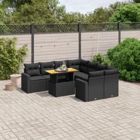 Set de sofás de jardín 8 piezas y cojines ratán sintético negro de , Conjuntos de jardín - Ref: Foro24-3271237, Precio: 612,7...
