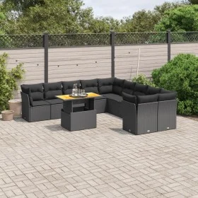 Set de sofás de jardín 11 pzas y cojines ratán sintético negro de , Conjuntos de jardín - Ref: Foro24-3271041, Precio: 746,22...