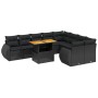 Set de sofás de jardín 10 pzas cojines ratán sintético negro de , Conjuntos de jardín - Ref: Foro24-3272350, Precio: 669,23 €...