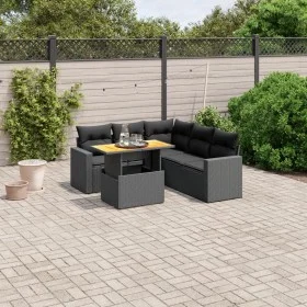 Set de sofás de jardín 6 piezas y cojines ratán sintético negro de , Conjuntos de jardín - Ref: Foro24-3271307, Precio: 429,0...