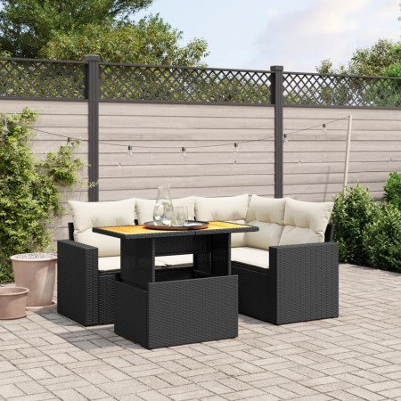 Set de muebles de jardín 5 pzas y cojines ratán sintético negro de , Conjuntos de jardín - Ref: Foro24-3271294, Precio: 349,4...