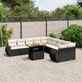 Set de sofás de jardín 11 pzas y cojines ratán sintético negro de , Conjuntos de jardín - Ref: Foro24-3272386, Precio: 766,38...