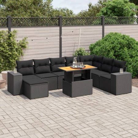 Set de sofás de jardín 8 piezas y cojines ratán sintético negro de , Conjuntos de jardín - Ref: Foro24-3275960, Precio: 638,4...