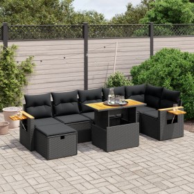 Set de sofás de jardín 8 piezas y cojines ratán sintético negro de , Conjuntos de jardín - Ref: Foro24-3276149, Precio: 547,0...