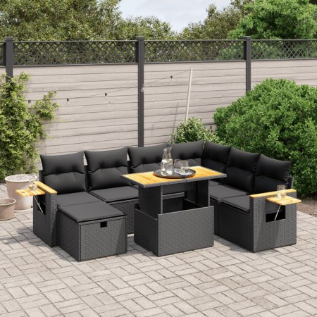 Set de sofás de jardín 8 piezas y cojines ratán sintético negro de , Conjuntos de jardín - Ref: Foro24-3276156, Precio: 547,0...