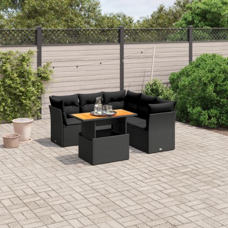 Set de muebles de jardín 5 pzas y cojines ratán sintético negro de , Conjuntos de jardín - Ref: Foro24-3270824, Precio: 420,1...
