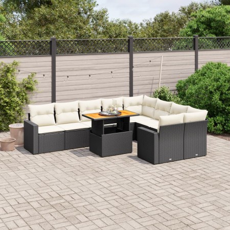 Set de sofás de jardín 10 pzas cojines ratán sintético negro de , Conjuntos de jardín - Ref: Foro24-3271469, Precio: 592,60 €...