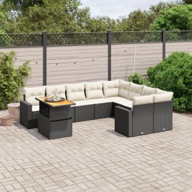 Set de sofás de jardín 10 pzas cojines ratán sintético negro de , Conjuntos de jardín - Ref: Foro24-3271476, Precio: 592,60 €...