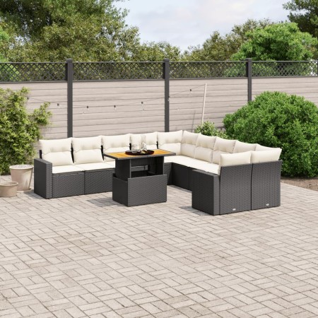 Set de sofás de jardín 11 pzas y cojines ratán sintético negro de , Conjuntos de jardín - Ref: Foro24-3271504, Precio: 644,25...