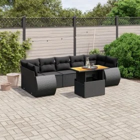 Set de sofás de jardín 8 piezas y cojines ratán sintético negro by , Garden sets - Ref: Foro24-3272105, Price: 614,66 €, Disc...