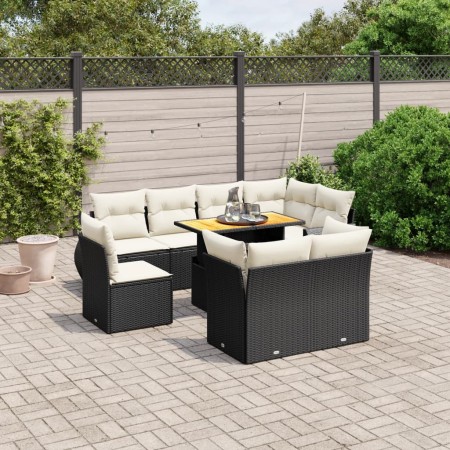 Set de sofás de jardín 8 piezas y cojines ratán sintético negro de , Conjuntos de jardín - Ref: Foro24-3272288, Precio: 648,1...