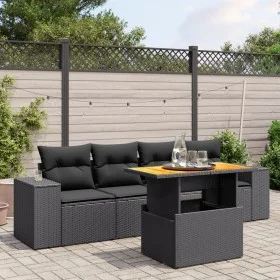Set de muebles de jardín 5 pzas y cojines ratán sintético negro de , Conjuntos de jardín - Ref: Foro24-3272511, Precio: 397,5...