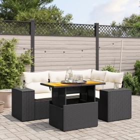 Set de muebles de jardín 5 pzas y cojines ratán sintético negro de , Conjuntos de jardín - Ref: Foro24-3272617, Precio: 360,9...