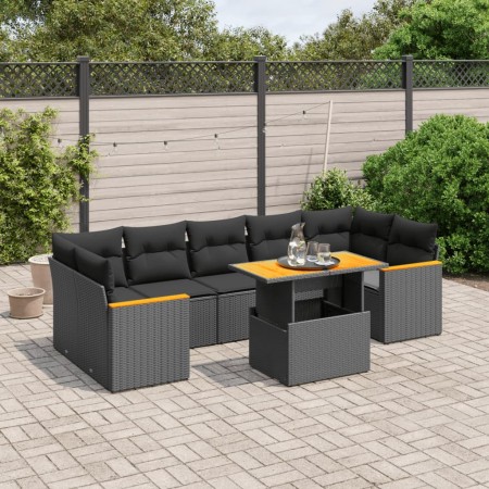 Set de sofás de jardín 8 piezas y cojines ratán sintético negro de , Conjuntos de jardín - Ref: Foro24-3272987, Precio: 565,5...