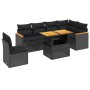 Set de comedor de jardín 7 pzas y cojines ratán sintético negro de , Conjuntos de jardín - Ref: Foro24-3273099, Precio: 478,7...
