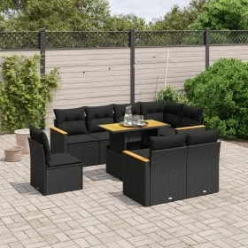 Set de sofás de jardín 8 piezas y cojines ratán sintético negro by , Garden sets - Ref: Foro24-3273169, Price: 643,15 €, Disc...