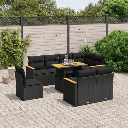 Set de sofás de jardín 8 piezas y cojines ratán sintético negro de , Conjuntos de jardín - Ref: Foro24-3273169, Precio: 630,4...