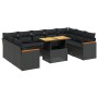 Set de sofás de jardín 10 pzas cojines ratán sintético negro de , Conjuntos de jardín - Ref: Foro24-3273218, Precio: 657,79 €...