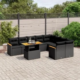 Set de sofás de jardín 10 pzas cojines ratán sintético negro de , Conjuntos de jardín - Ref: Foro24-3273232, Precio: 657,70 €...