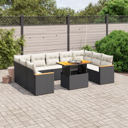 Set de sofás de jardín 11 pzas y cojines ratán sintético negro de , Conjuntos de jardín - Ref: Foro24-3273247, Precio: 633,66...