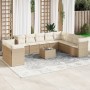 Set de sofás de jardín 11pzas con cojines ratán sintético beige en Conjuntos de jardín | Comprar online en Foru.es