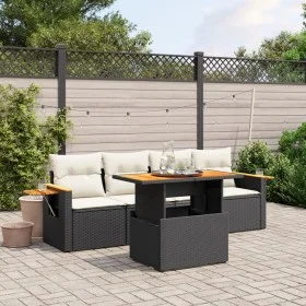 Set de muebles de jardín 5 pzas y cojines ratán sintético negro by , Garden sets - Ref: Foro24-3273394, Price: 346,75 €, Disc...