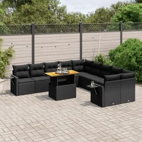 Set de sofás de jardín 11 pzas y cojines ratán sintético negro de , Conjuntos de jardín - Ref: Foro24-3271944, Precio: 756,36...