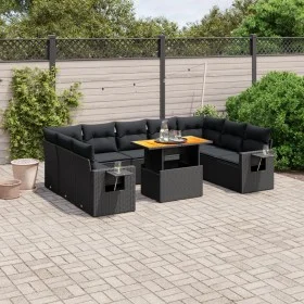 Set de sofás de jardín 10 pzas cojines ratán sintético negro de , Conjuntos de jardín - Ref: Foro24-3271895, Precio: 675,43 €...