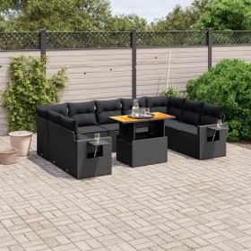 Set de sofás de jardín 10 pzas cojines ratán sintético negro de , Conjuntos de jardín - Ref: Foro24-3271895, Precio: 662,86 €...