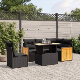Set de sofás de jardín 6 piezas y cojines ratán sintético negro de , Conjuntos de jardín - Ref: Foro24-3273960, Precio: 419,7...