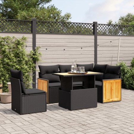 Set de sofás de jardín 6 piezas y cojines ratán sintético negro de , Conjuntos de jardín - Ref: Foro24-3273960, Precio: 419,7...