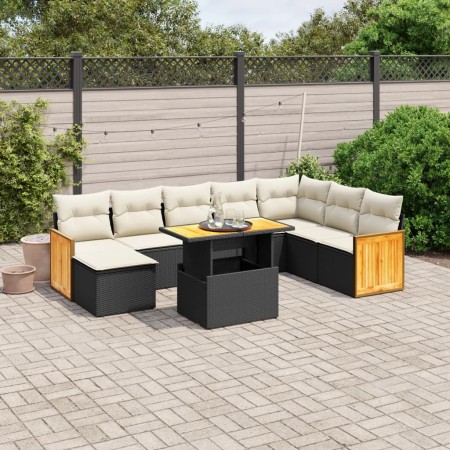 Set de sofás de jardín 8 piezas y cojines ratán sintético negro de , Conjuntos de jardín - Ref: Foro24-3274094, Precio: 517,8...