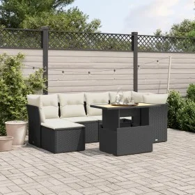 Set de comedor de jardín 7 pzas y cojines ratán sintético negro de , Conjuntos de jardín - Ref: Foro24-3275478, Precio: 452,7...