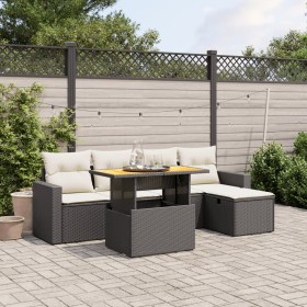 Set de sofás de jardín 6 piezas y cojines ratán sintético negro de , Conjuntos de jardín - Ref: Foro24-3275583, Precio: 377,6...