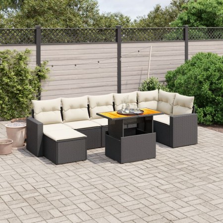 Set de sofás de jardín 8 piezas y cojines ratán sintético negro de , Conjuntos de jardín - Ref: Foro24-3275597, Precio: 481,0...