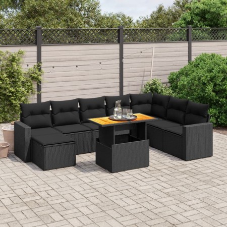 Set de sofás de jardín 8 piezas y cojines ratán sintético negro de , Conjuntos de jardín - Ref: Foro24-3275624, Precio: 596,6...