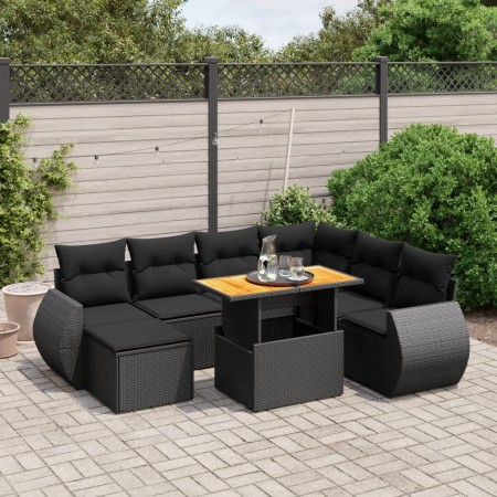 Set de sofás de jardín 8 piezas y cojines ratán sintético negro de , Conjuntos de jardín - Ref: Foro24-3275827, Precio: 548,8...