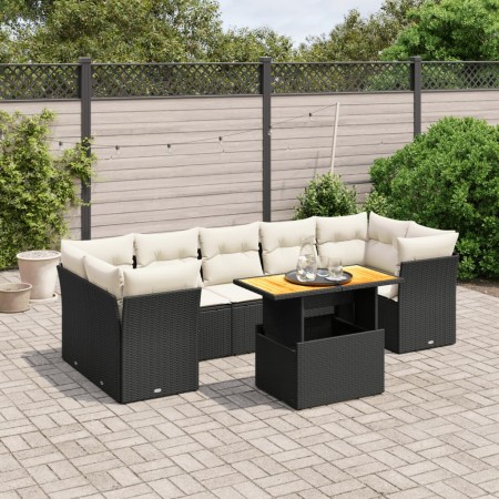 Set de sofás de jardín 8 piezas y cojines ratán sintético negro de , Conjuntos de jardín - Ref: Foro24-3270699, Precio: 498,5...