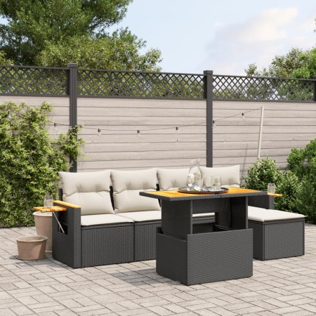 Set de sofás de jardín 6 piezas y cojines ratán sintético negro de , Conjuntos de jardín - Ref: Foro24-3273492, Precio: 383,5...