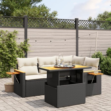Set de muebles de jardín 5 pzas y cojines ratán sintético negro de , Conjuntos de jardín - Ref: Foro24-3273499, Precio: 372,1...