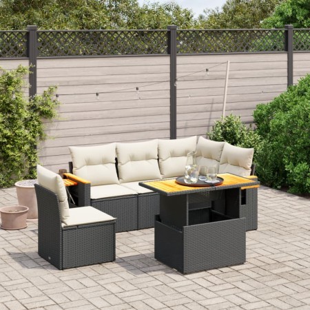 Set de sofás de jardín 6 piezas y cojines ratán sintético negro de , Conjuntos de jardín - Ref: Foro24-3273520, Precio: 422,1...