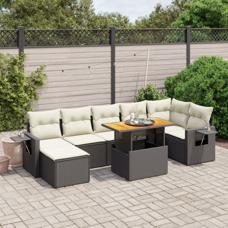 Set de sofás de jardín 8 piezas y cojines ratán sintético negro de , Conjuntos de jardín - Ref: Foro24-3275709, Precio: 486,3...