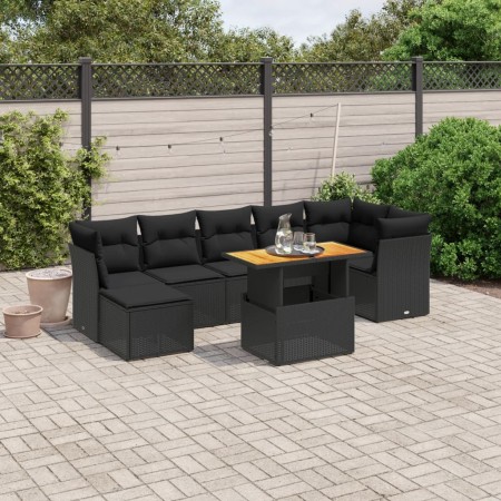 Set de sofás de jardín 8 piezas y cojines ratán sintético negro de , Conjuntos de jardín - Ref: Foro24-3275484, Precio: 533,3...