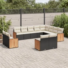 Set de sofás de jardín 12 piezas cojines ratán sintético negro de , Conjuntos de jardín - Ref: Foro24-3228191, Precio: 794,39...