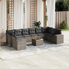 Set de sofás de jardín 11 pzas y cojines ratán sintético gris de , Conjuntos de jardín - Ref: Foro24-3257950, Precio: 646,32 ...