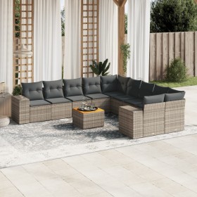 Set de sofás de jardín 11 pzas y cojines ratán sintético gris de , Conjuntos de jardín - Ref: Foro24-3257971, Precio: 646,32 ...