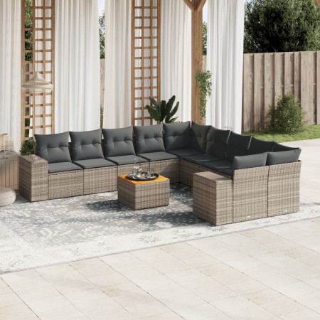 Set de sofás de jardín 11 pzas y cojines ratán sintético gris de , Conjuntos de jardín - Ref: Foro24-3257971, Precio: 646,32 ...