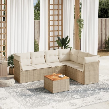 Set sofás de jardín 7 piezas y cojines ratán sintético beige de , Conjuntos de jardín - Ref: Foro24-3255988, Precio: 450,22 €...